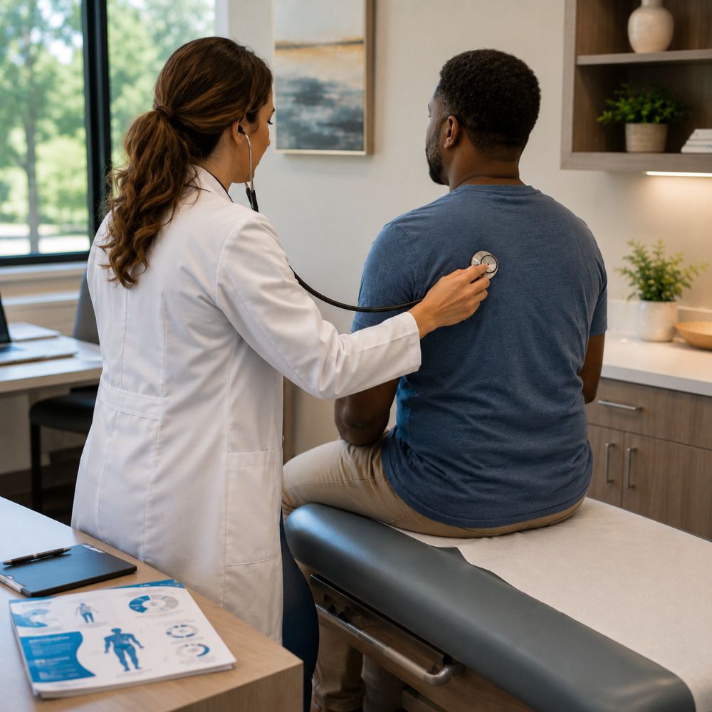 Annual physical examination in South Euclid Ohio primary care clinic.