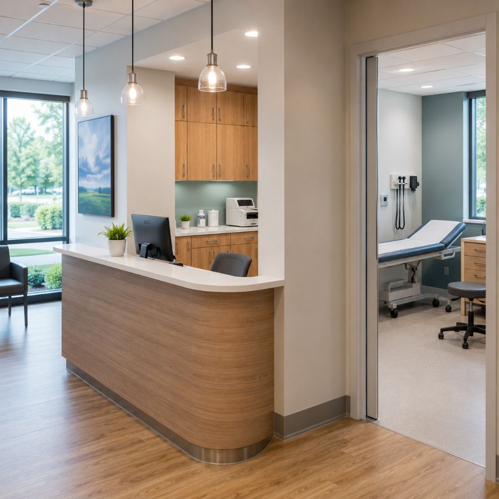 Modern certified urgent care clinic interior in South Euclid Ohio.